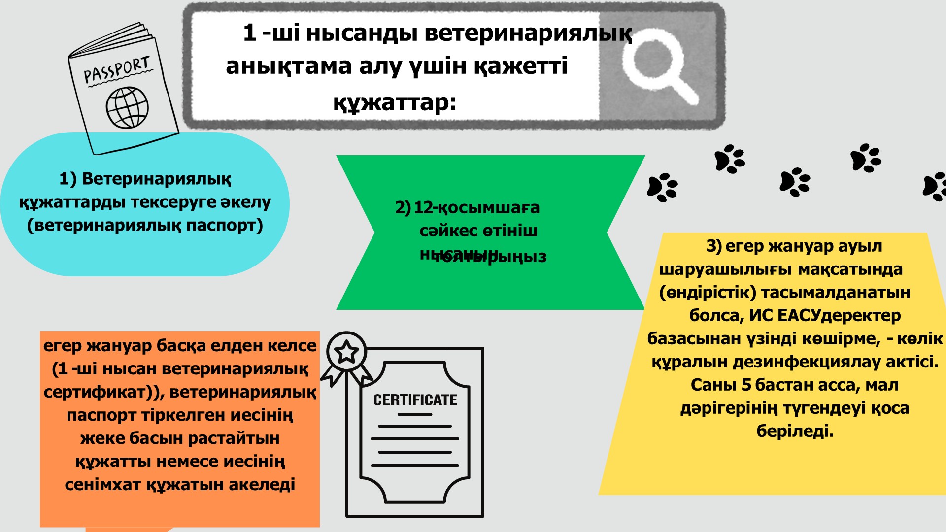 Ветеринариялық анықтамалар алу алгоритмі